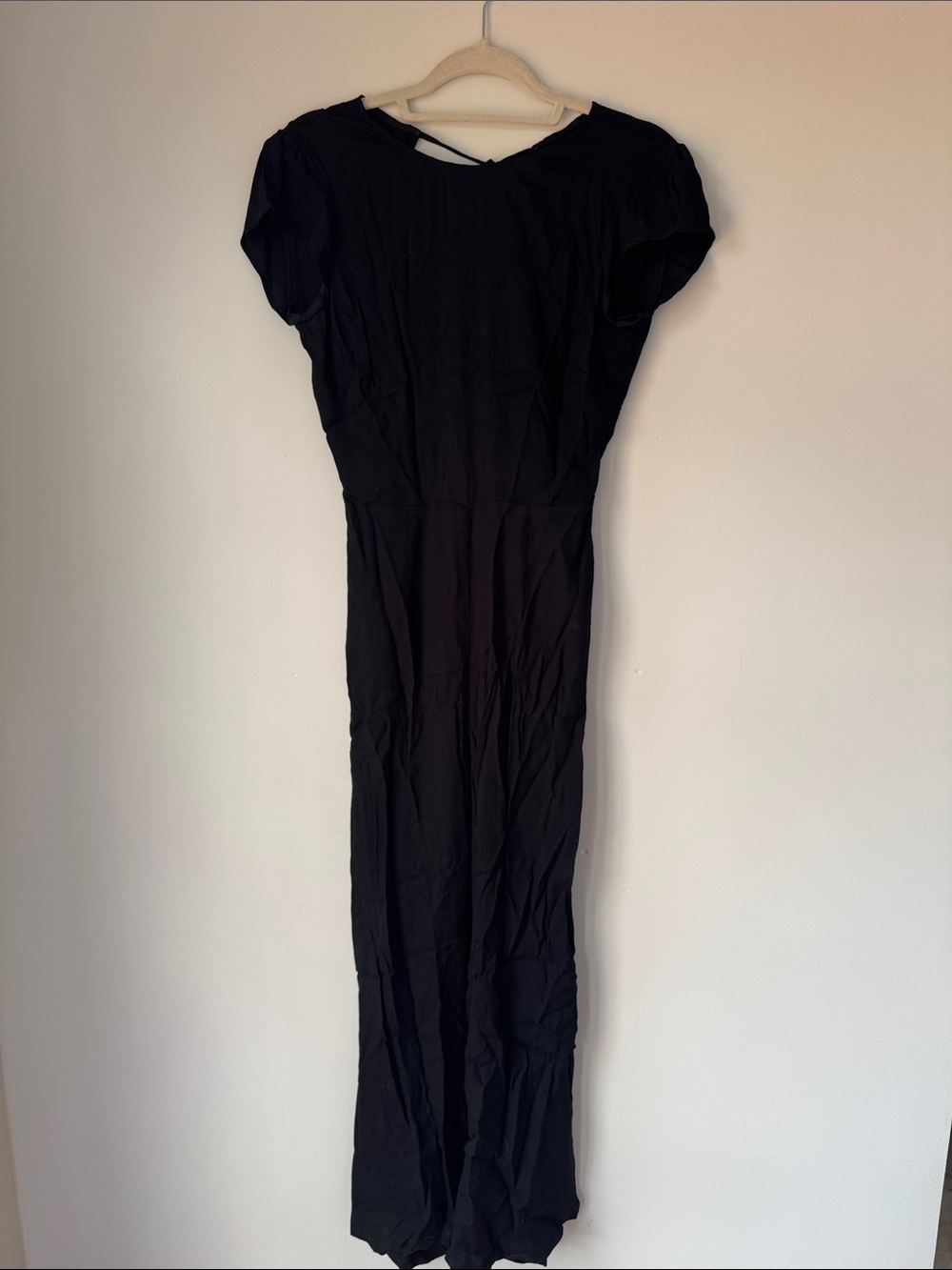 Reformation Black Short-Sleeve Jumpsuit